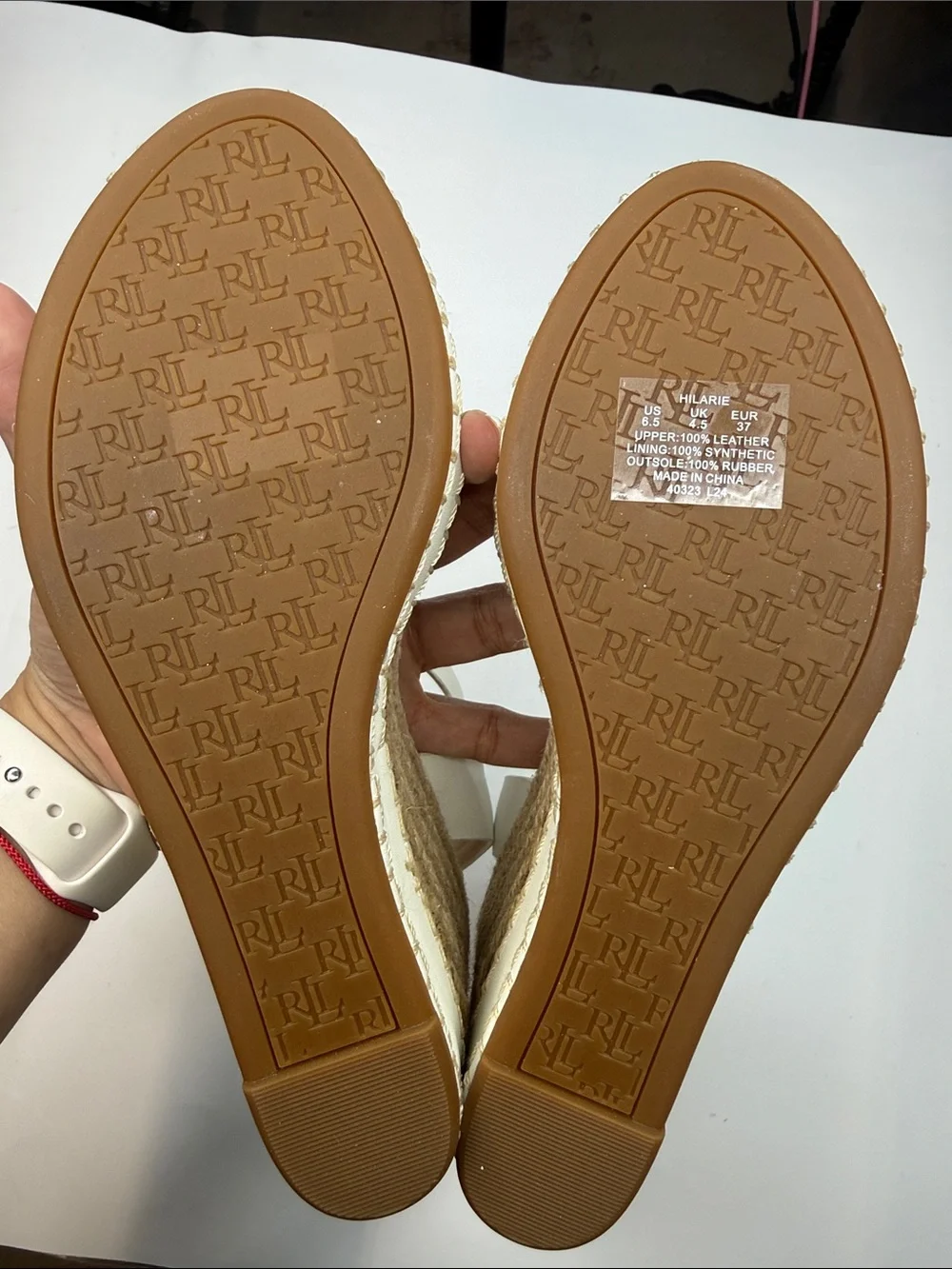 Lauren Ralph Lauren Hilarie Ankle-Strap Espadrille Platform Wedge Size 6.5B